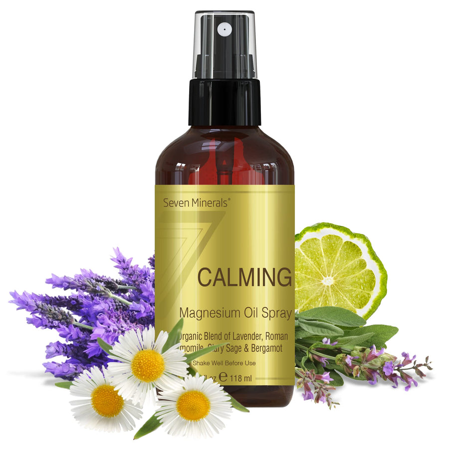 Calming Magnesium Spray | 100 Percent Natural Essential Oils Blend - Made in USA (Lavender, Roman Chamomile, Clary Sage, and Bergamot) || eBook Included (New)