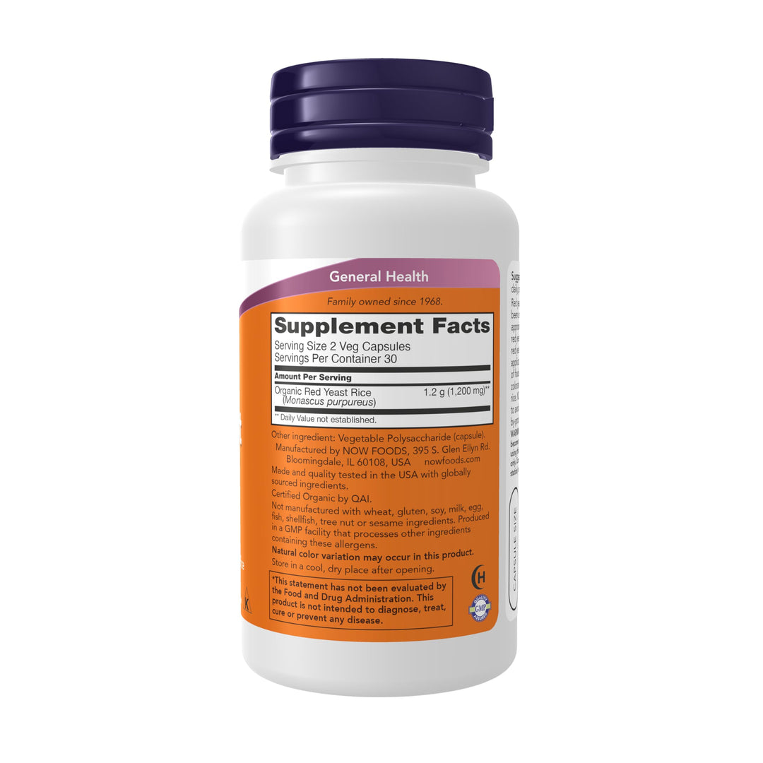 NOW Foods Supplements, Red Yeast Rice 600 mg, Made with