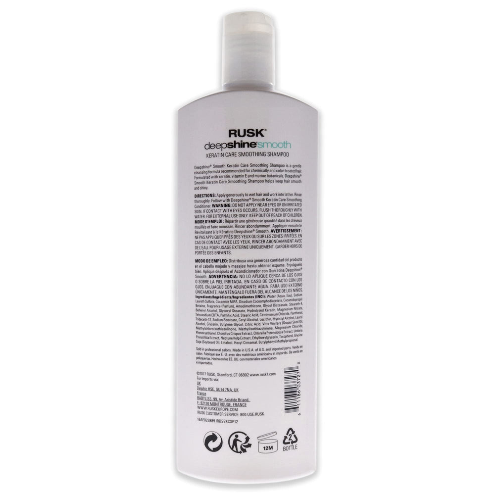 Deepshine Smooth Keratin Care Smoothing Shampoo, 12 Oz, Strengthening Shampoo for Chemically and Color-Treated Hair, Contain Vitamins and Nourishing Marine Botanicals