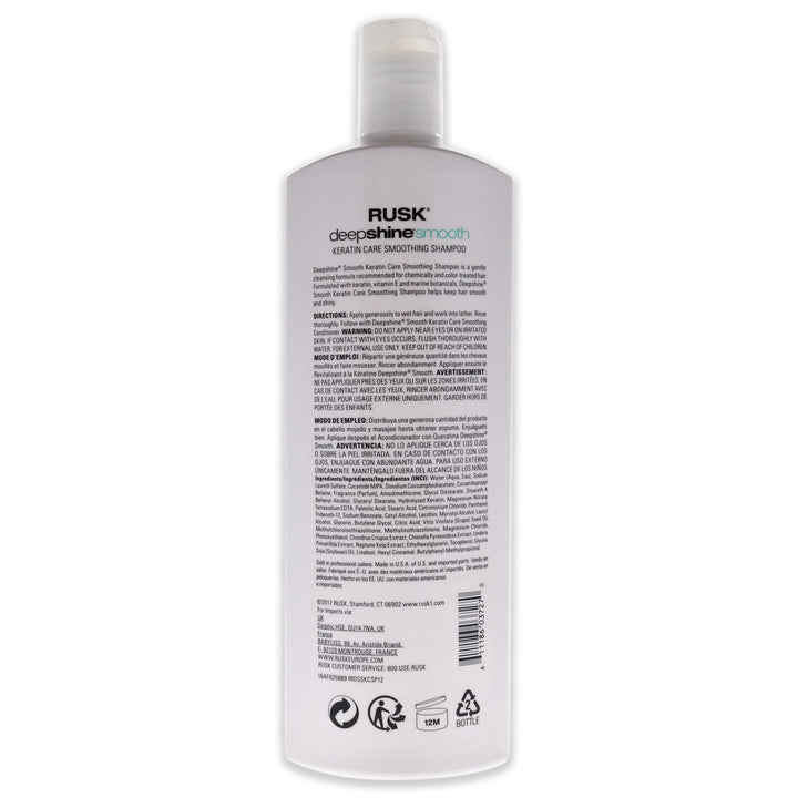 Deepshine Smooth Keratin Care Smoothing Shampoo, 12 Oz, Strengthening Shampoo for Chemically and Color-Treated Hair, Contain Vitamins and Nourishing Marine Botanicals