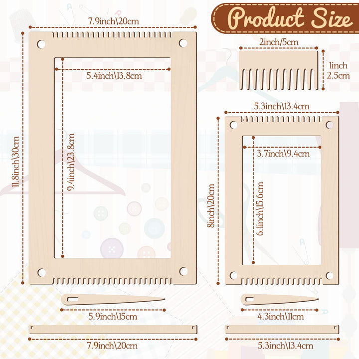 7 Pcs Weaving Loom Kit Small Weaving Loom Weaving Loom for Beginners Wooden DIY Weaving Loom with Wooden Weaving Stick Weaving Comb and Weaving Crochet Needle for Adults Weaving Lovers