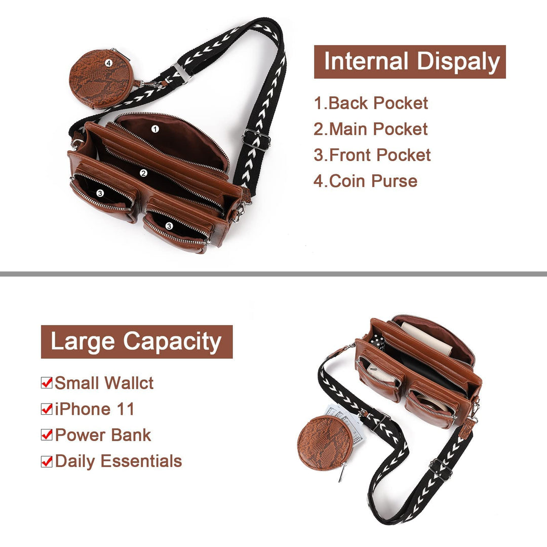 Small Crossbody Bag Leather Shoulder Bag for Women Stylish Designer Purses Retro Wallet Handbags with Coin Purse…