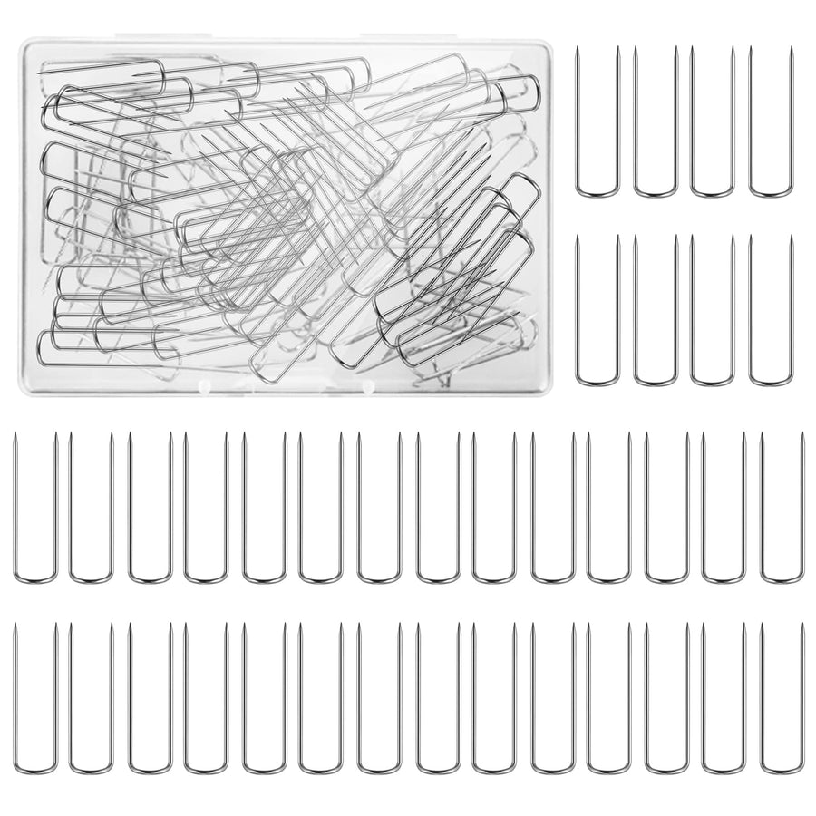 100 Pieces Sewing U-pins Fork Pins for Fabric Craft Pins Quilting Pins Double Blocking Pins Ornament Hanger U Hooks for Sewing Fabric Craft Jewelry Making 0.91 x 0.2 Inch