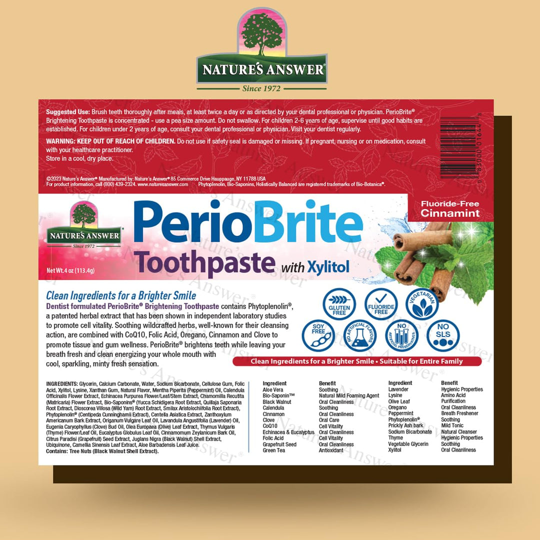 Nature&#39;s Answer Perio Brite Toothpaste, Cinnamint, 4 Ounce