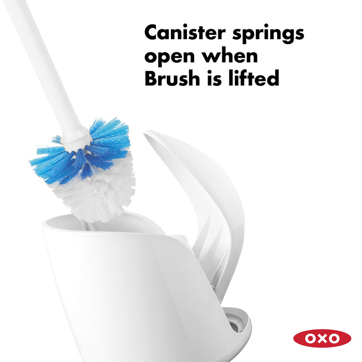 Good Grips Compact Toilet Brush &amp; Canister, White, 6 x 4-3/4 x 17-1/4 h