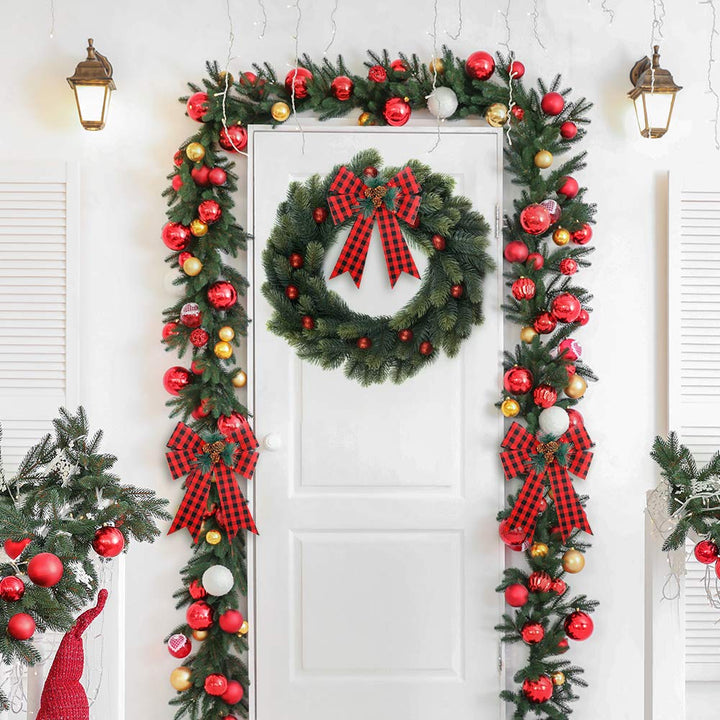 FUNARTY Christmas Red Buffalo Plaid Bows 9 x 12 Inch La
