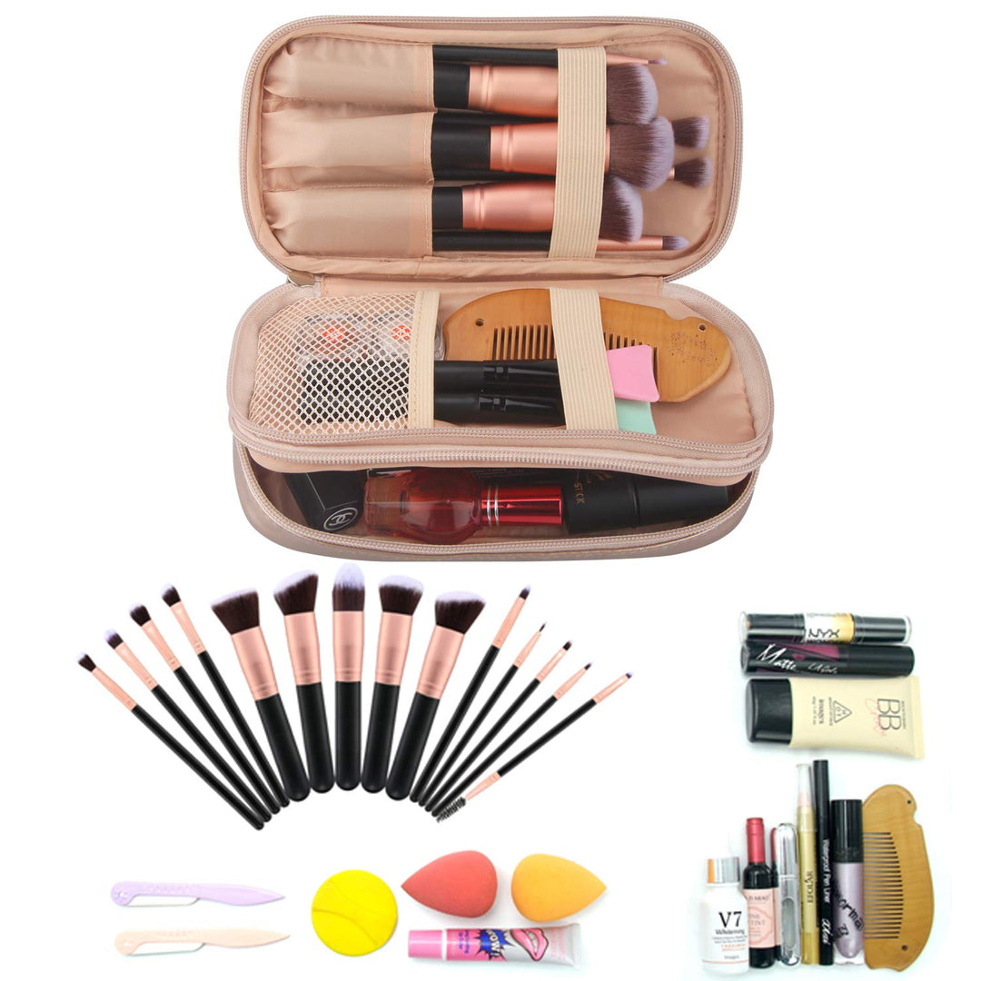 Makeup Bag for Women,Pouch Bag,Makeup Brush Bags Travel Kit Organizer Cosmetic Bag (cgold)