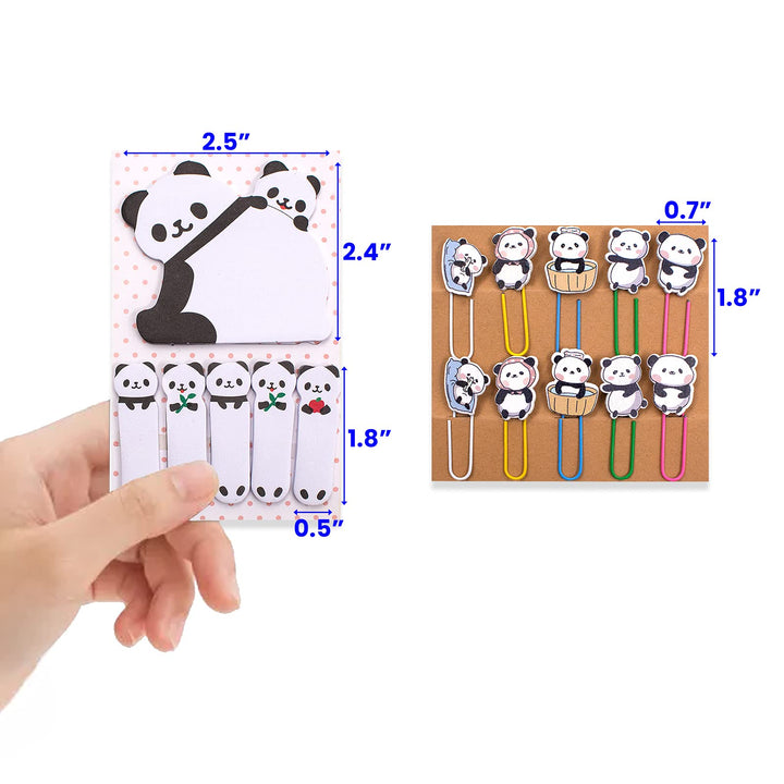 30Pcs Panda Paperclip Bookmarks, 3 Set Cute Panda Bookmark Clips with 1 Sheet Panda Sticky Notes-Funny Paperclips Bookmarks Planner Clips for Office Supplies Coworkers Teachers&#39; Day Gifts