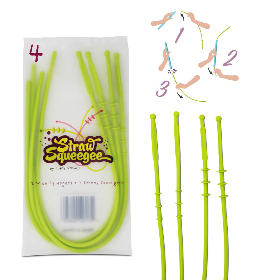 Straw Squeegee Cleaning Tool 4 Pack - (2 Small, 2 Wide)