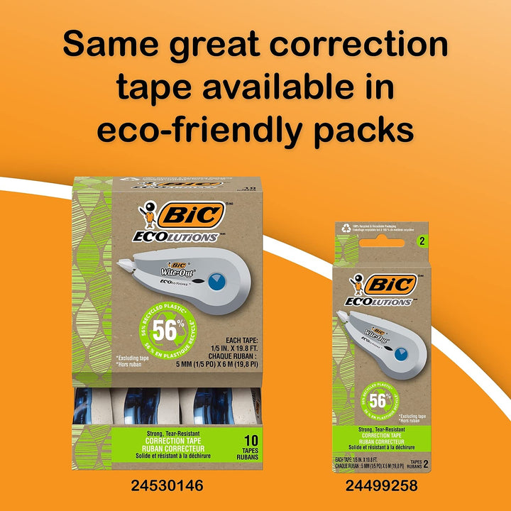 Wite-Out Brand EZ Correct Correction Tape, 39.3 Feet, 2-Count Pack of white Correction Tape, Fast, Clean and Easy to Use Tear-Resistant Tape Office or School Supplies