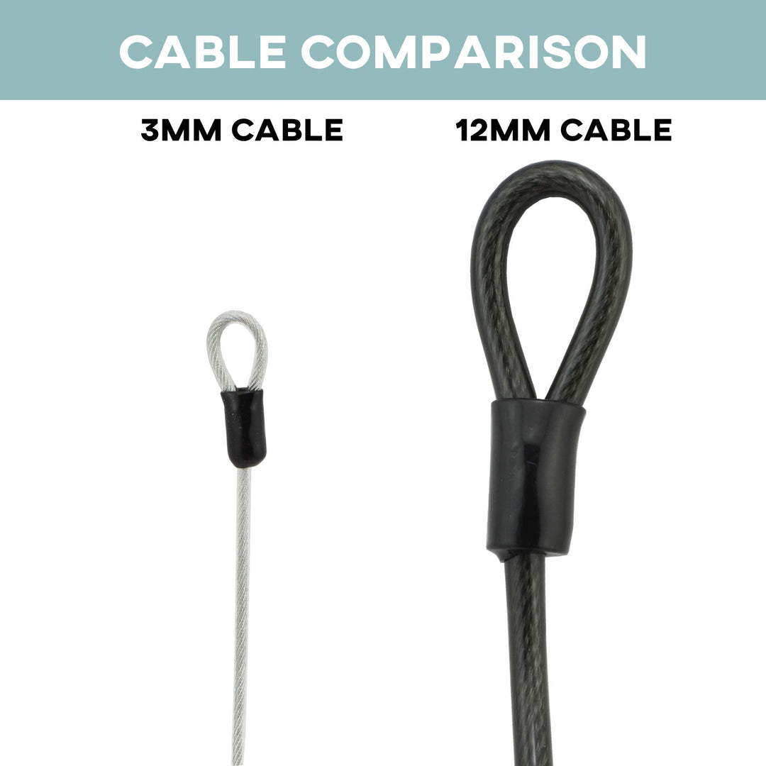 4 Foot 3mm (1/8th Inch) Braided Steel Coated Security Cable Luggage Lock Safety Cable Wire Double Loop