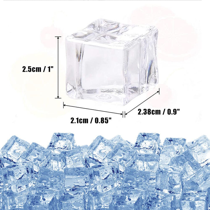 Acrylic Ice Cubes Square Shape, Glass Luster Ice Cubes, Fake Artificial Acrylic Ice Cubes Crystal Clear for Photography Props Kitchen Toy Decoration 1inch/2.5cm (20 PCS)