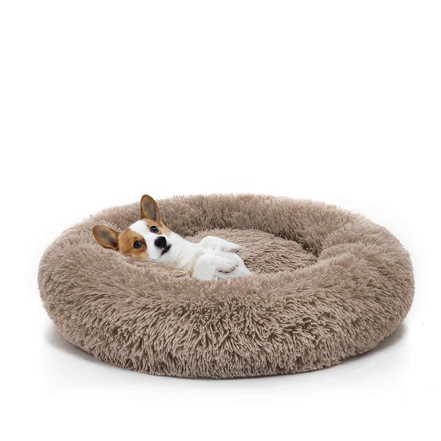Orthopedic Dog Bed Comfortable Donut Cuddler Round Ultra Soft Washable Cat Cushion Bed (20''/23''/30'') (23'', Brown)