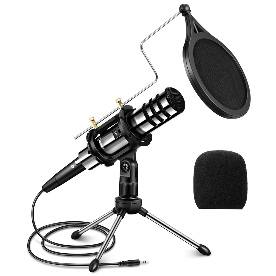Recording Microphone, 3.5mm Condenser Microphone Plug and Play, PC Microphone with Filter Suitable for Podcasting, Voice Recording, Skype, YouTube, Games, Laptop, Computer, Phone