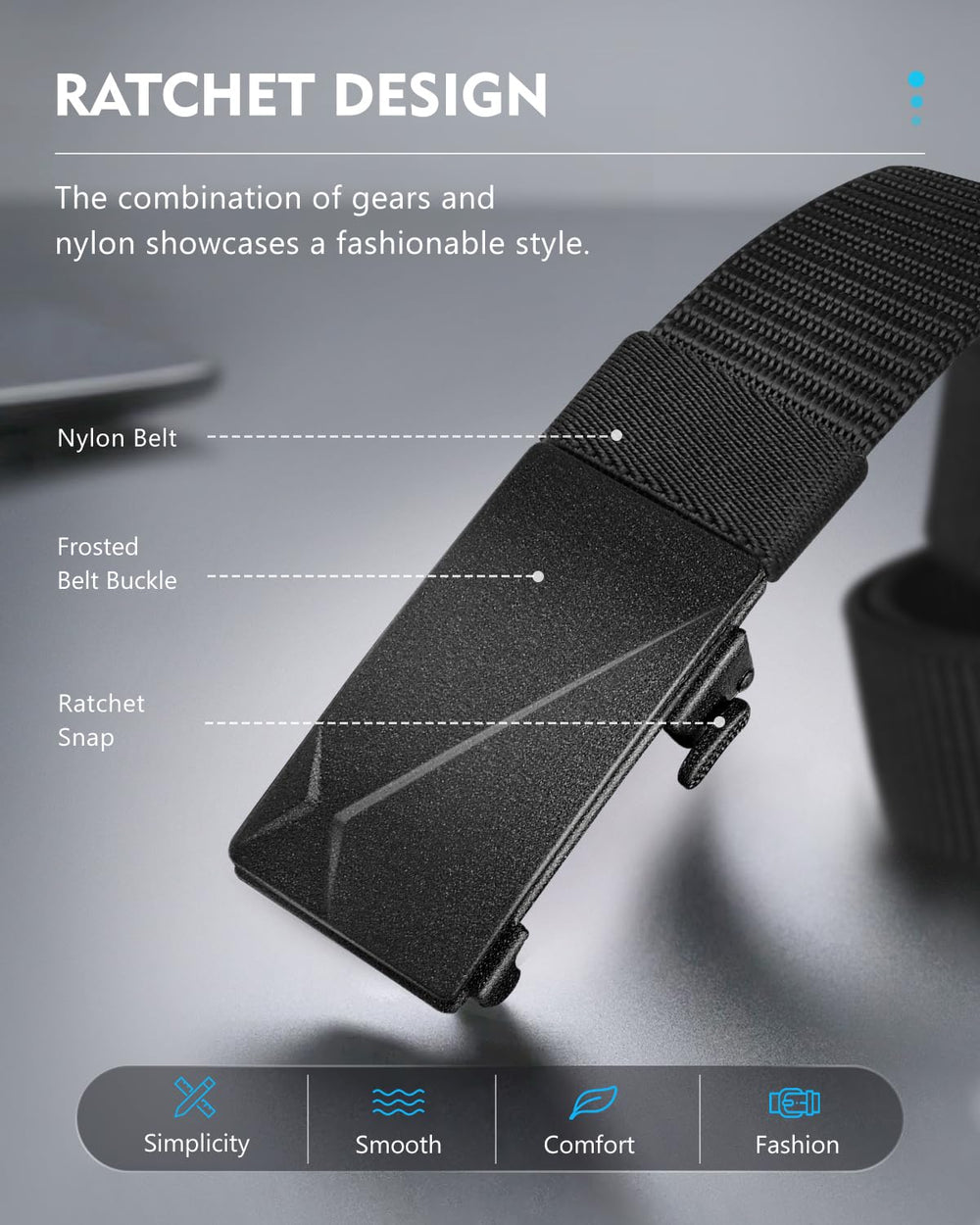 FAIRWIN Ratchet Web Belt,1.25 inch Nylon Belt with Auto