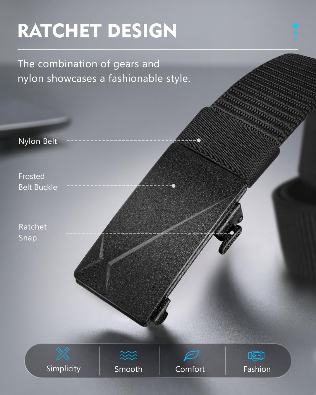 FAIRWIN Ratchet Web Belt,1.25 inch Nylon Belt with Auto