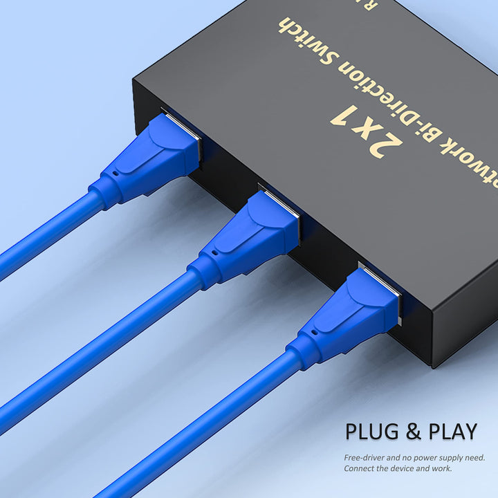 RJ45 Network Switch Selector 2x1 Ethernet RJ45 Network Switch Splitter Selector Box 100M/1000M