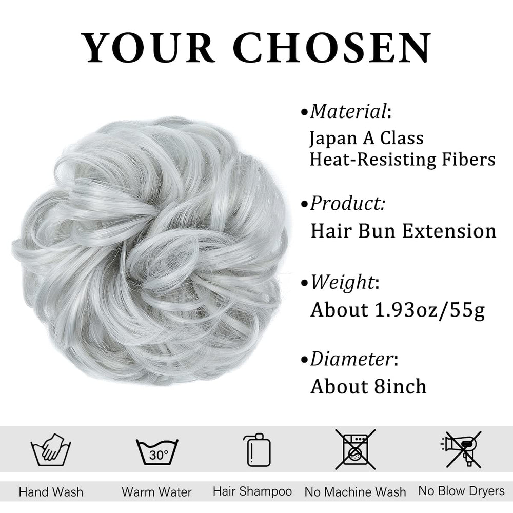 Large Messy Bun Hair Piece Wavy Curly Scrunchies Synthetic Chignon Ponytail Hair Extensions Thick Updo Hairpieces for Women