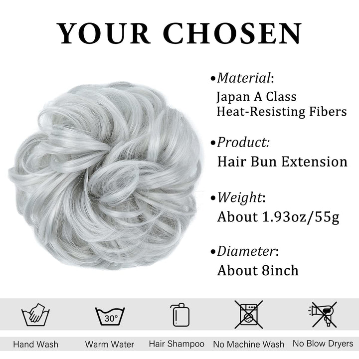 Large Messy Bun Hair Piece Wavy Curly Scrunchies Synthetic Chignon Ponytail Hair Extensions Thick Updo Hairpieces for Women