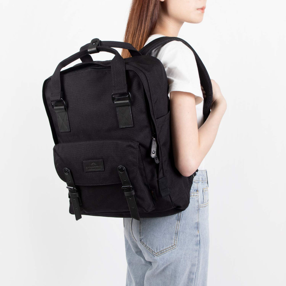 Macaroon Large Condura Black Series 18L Travel College School Lightweight Casual Bookbag Backpack for Women Girls with Laptop Compartment Fit 15Inch Notebook