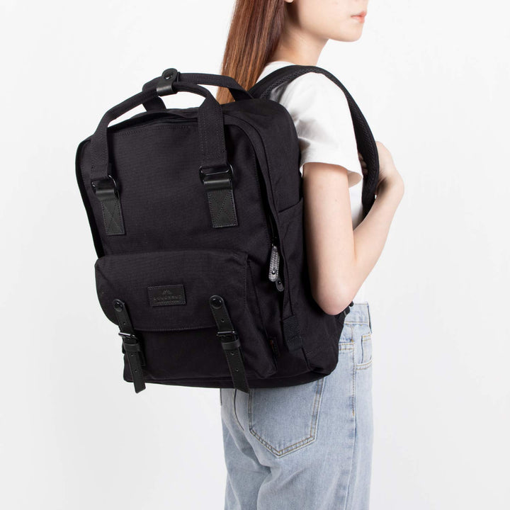 Macaroon Large Condura Black Series 18L Travel College School Lightweight Casual Bookbag Backpack for Women Girls with Laptop Compartment Fit 15Inch Notebook