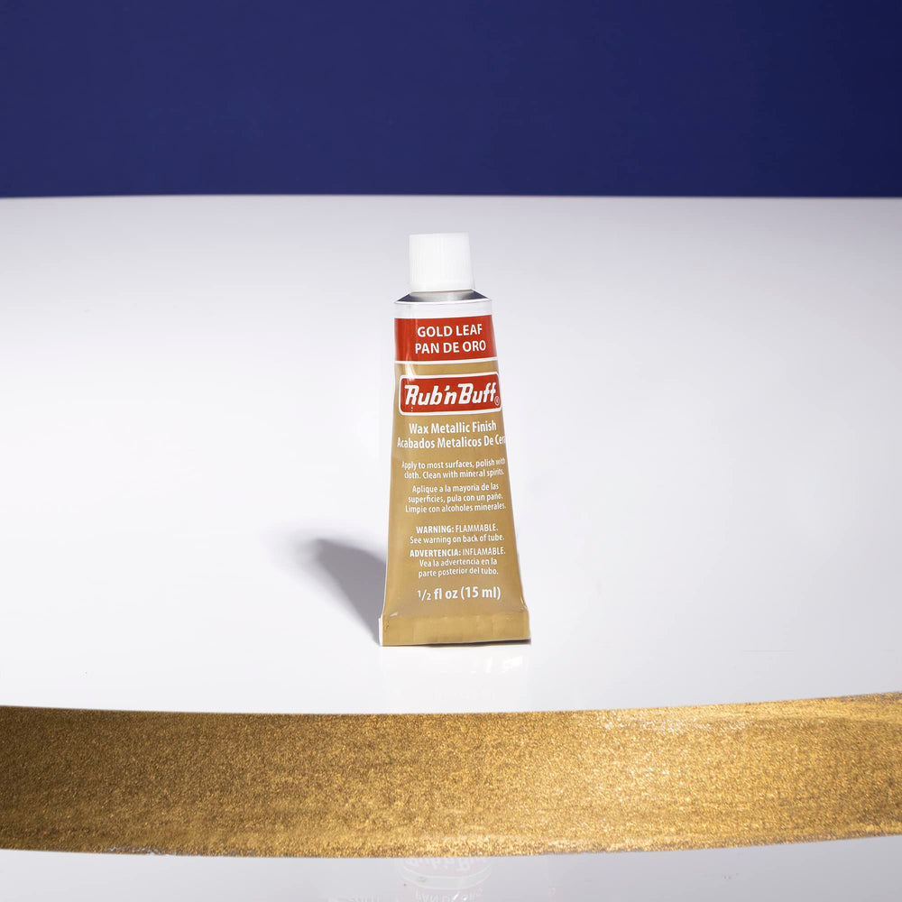 Rub n Buff Wax Metallic Finish - Rub n Buff Gold Leaf 15ml Tube - Versatile Gilding Wax for Finishing Furniture Antiquing and Restoration - Rub and Buff Colors Single Tube