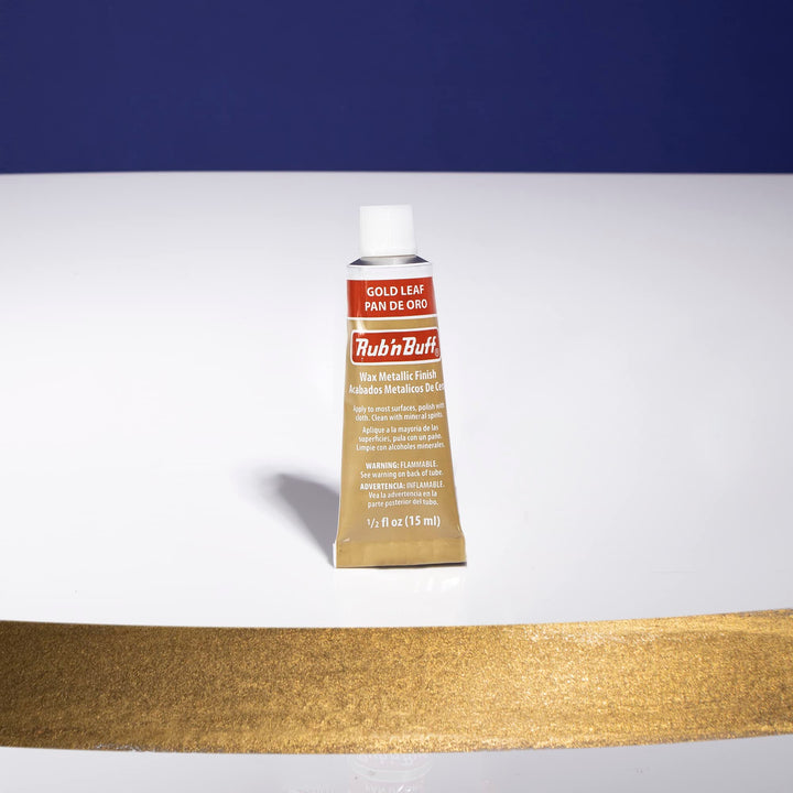 Rub n Buff Wax Metallic Finish - Rub n Buff Gold Leaf 15ml Tube - Versatile Gilding Wax for Finishing Furniture Antiquing and Restoration - Rub and Buff Colors Single Tube