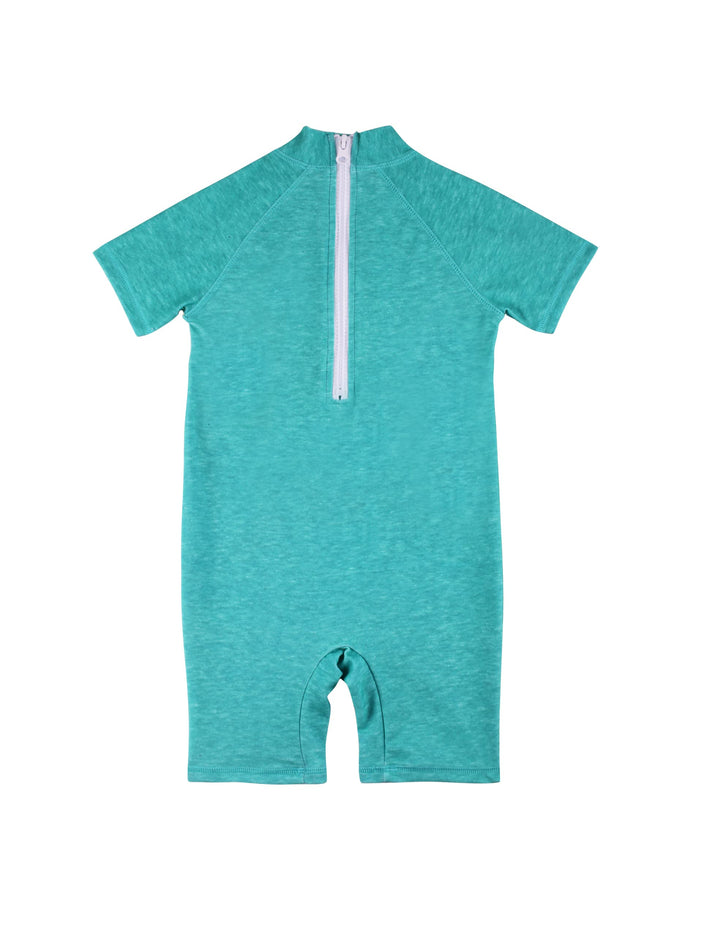 Baby Toddler Boys Bathing Suits One-Piece Zip Swimsuit Short Sleeve Rash Guard Swimwear Sunsuits with UPF50+ Sun Protection for Summer Beach (Alien,9-12M)