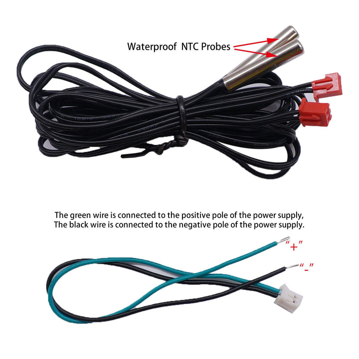 Digital Thermometer Dual LED Display Fahrenheit to Centigrade Adjustable DC 4-28V -67~+248/-55~+120 High Accuracy Temperature Gauge Sensor with 2 Waterproof NTC Probes K-017