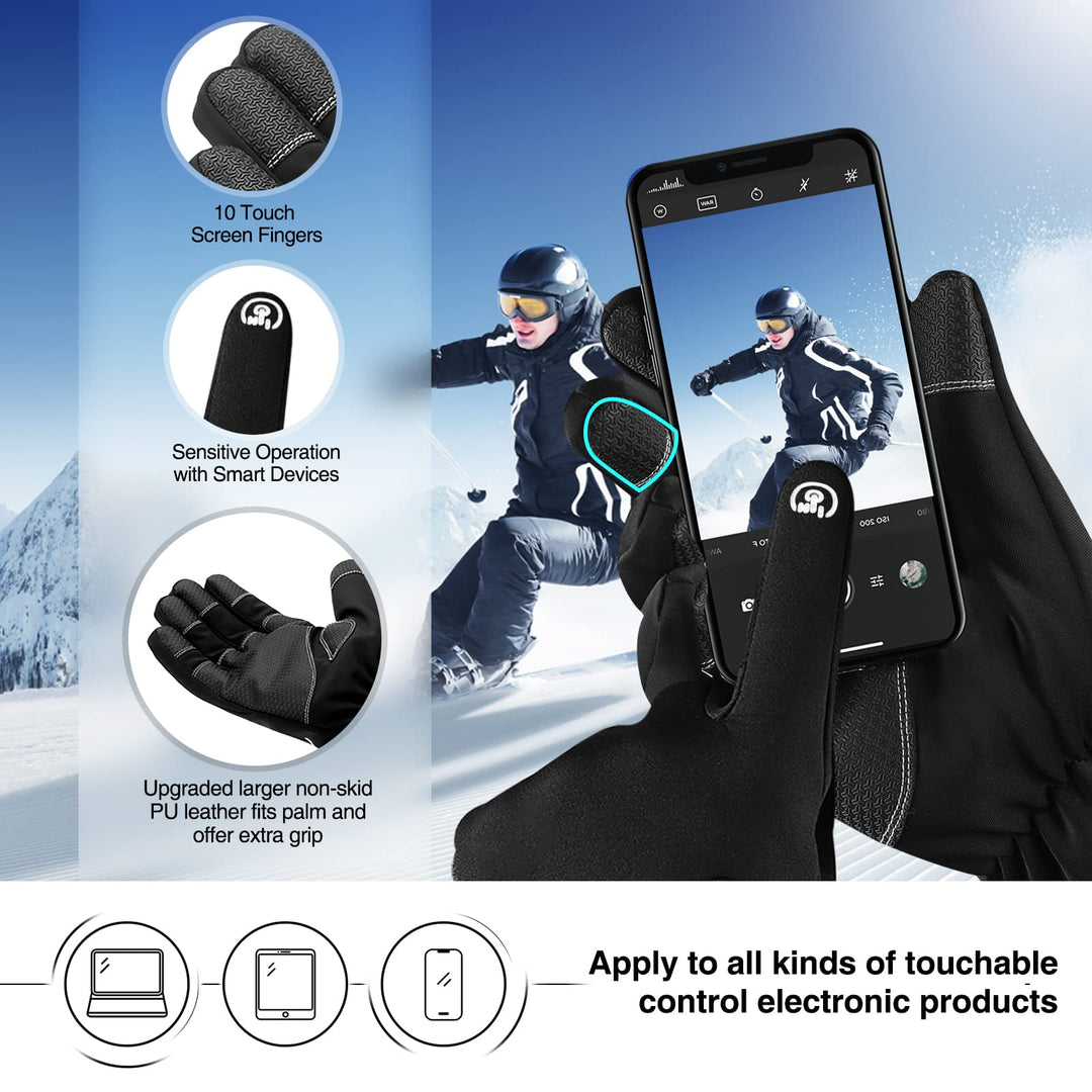 -10? Winter Gloves Men Women, 10 Touchscreen Fingers Snow Ski Gloves, Waterproof Cold Weather Gloves