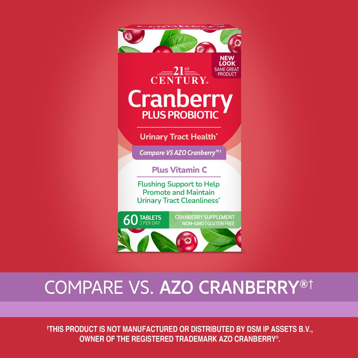 21st Century Cranberry Plus Probiotic Tablets, 60 Count