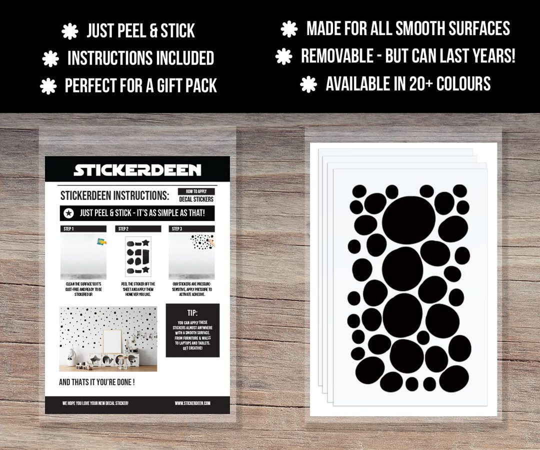 | Hand Drawn Blobs &amp; Dots Dalmatian Irregular Shape Home Nursery Decoration Polka Dot Removable Wall Art Vinyl Decal Stickers | (Pack of 152) (Black)