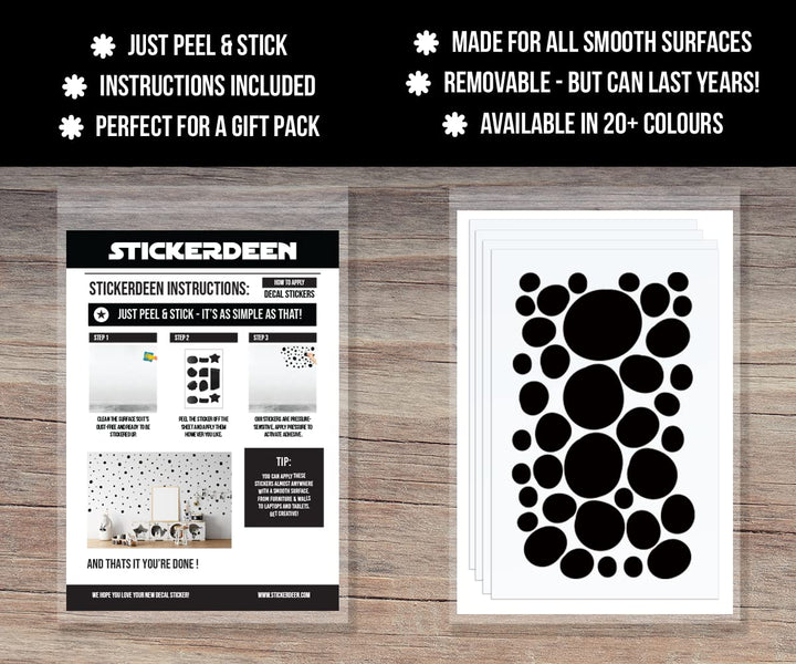 | Hand Drawn Blobs &amp; Dots Dalmatian Irregular Shape Home Nursery Decoration Polka Dot Removable Wall Art Vinyl Decal Stickers | (Pack of 152) (Black)