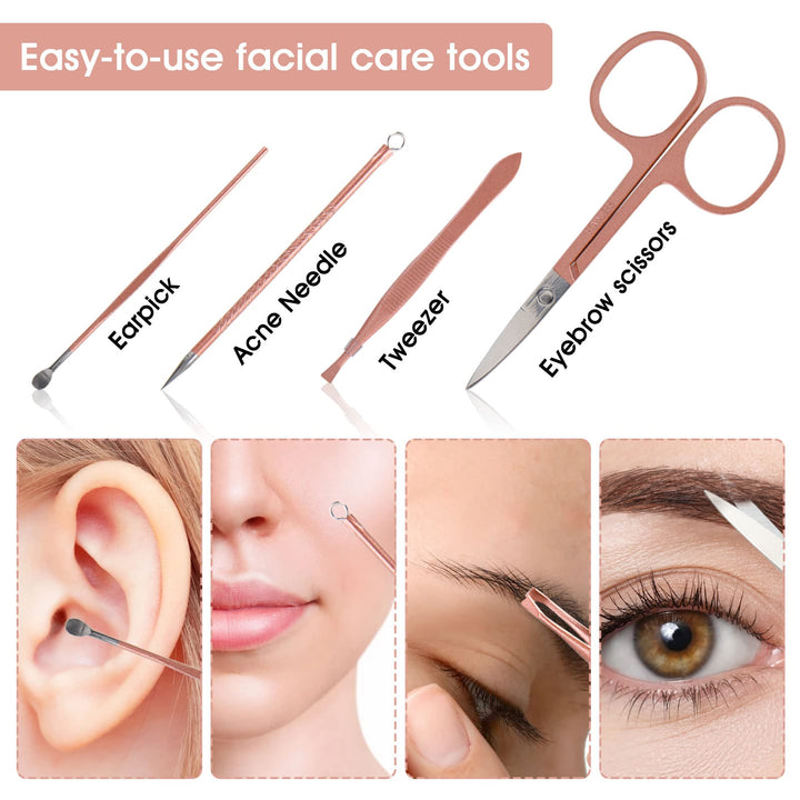 Nail Clippers and Beauty Tool Portable Set, Rose Gold M