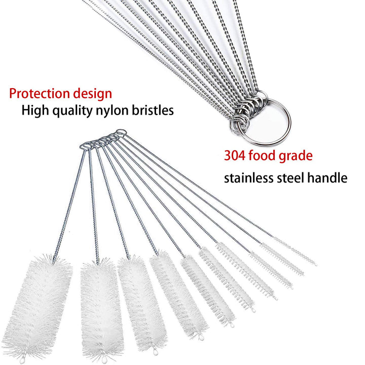 Long Straw Brush, Nylon Pipe Tube Cleaner 8-ihch 10 Dif