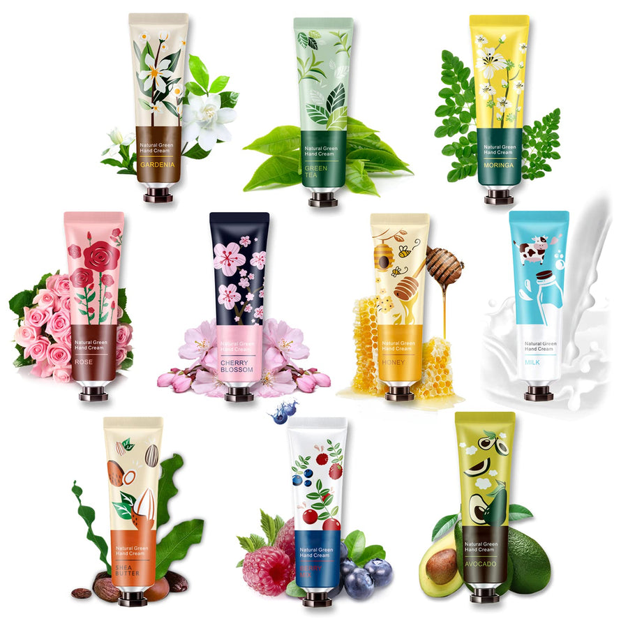 10 Pack Hand Cream For Chapped Hands,Natural Botanical Fragrance Hand Lotion,Mini Hand Cream For Working Dry Hands,Moisturizing Travel Size Hand Cream Set with Natural Botanical For Women- 30ml