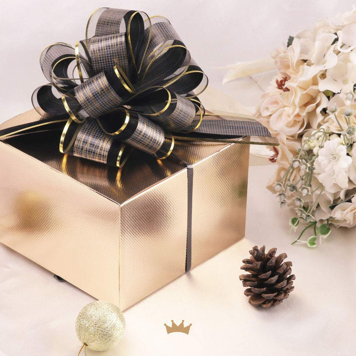 PACKQUEEN 15 Black Gift Bows Large, 6 inches, Gift Pull