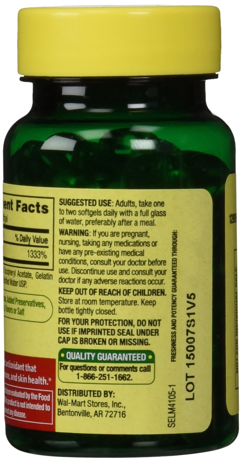 Spring Valley Vitamin E 400 IU, 100 Softgels (Pack of 2