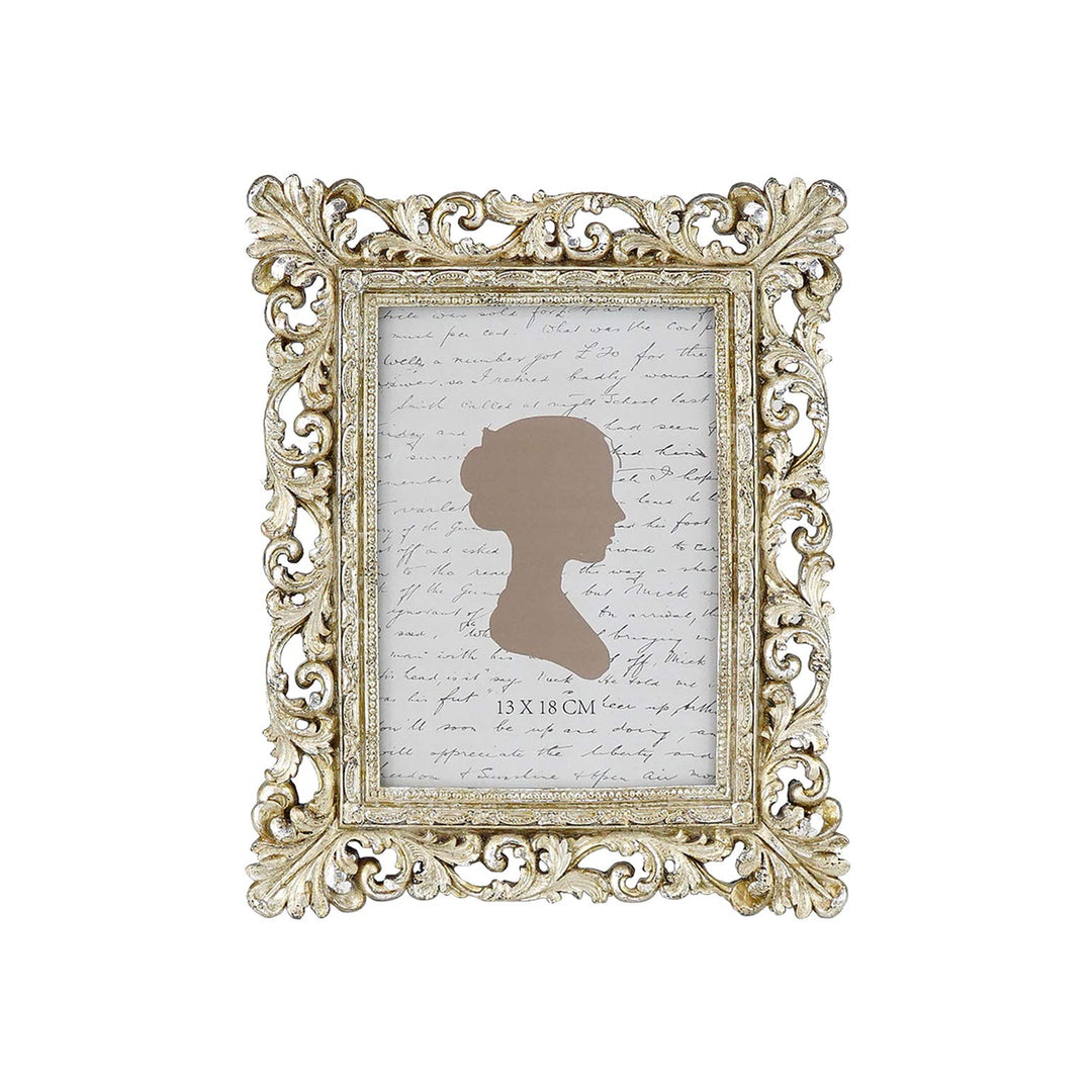 Vintage Picture Frame 5x7 Inch, Luxury Antique Photo Frames with Glass Front, Photo Display, Tabletop Wall Hanging, Gift Ideas, Antique Gold Silver