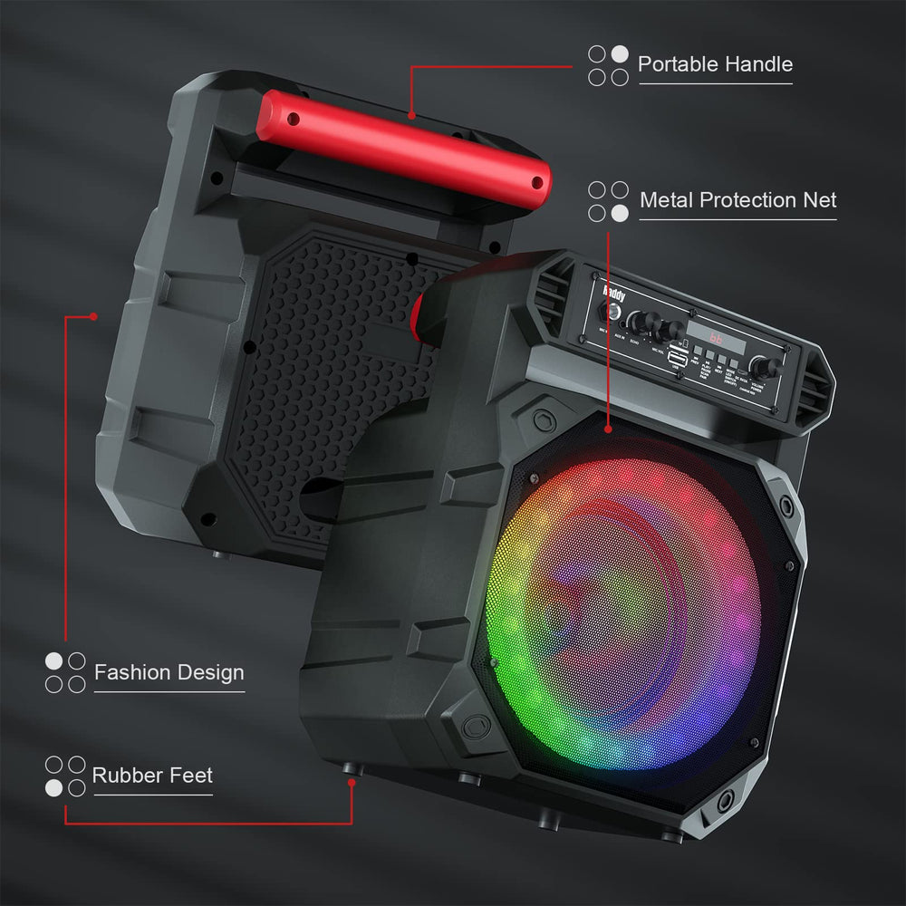 Raddy RS68 Portable Karaoke Machine with Low Noise Wireless Microphone, PA System Rechargeable Bluetooth Speaker with LED Lights for Christmas Birthday Gift Home Party, Supports TF Card/USB/AUX