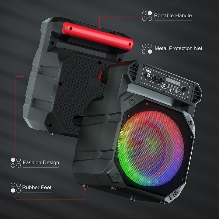 Raddy RS68 Portable Karaoke Machine with Low Noise Wireless Microphone, PA System Rechargeable Bluetooth Speaker with LED Lights for Christmas Birthday Gift Home Party, Supports TF Card/USB/AUX