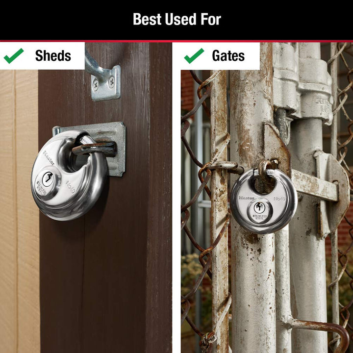 40D Stainless Steel Discus Padlock with Key,Silver