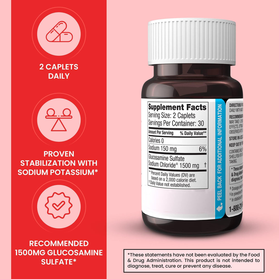 Crystalline Glucosamine Sulfate, 750 Mg, Joint Supplement Pills for Knee Comfort &amp; Joint Health Support, 750 Mg, 60 Count