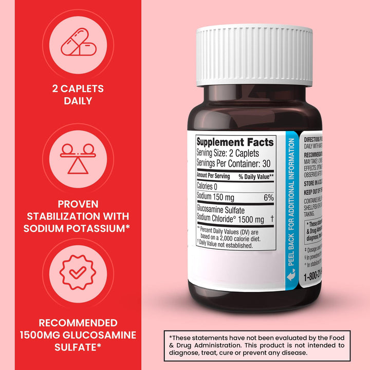 Crystalline Glucosamine Sulfate, 750 Mg, Joint Supplement Pills for Knee Comfort &amp; Joint Health Support, 750 Mg, 60 Count