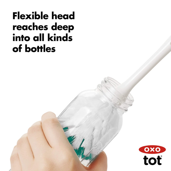 Tot Bottle Brush with Nipple Cleaner and Stand - Teal, 1 Count (Pack of 1)
