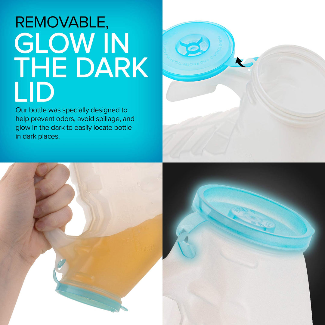 Male Urinal with Glow in The Dark Lid (2 Bottles, 32 Oz