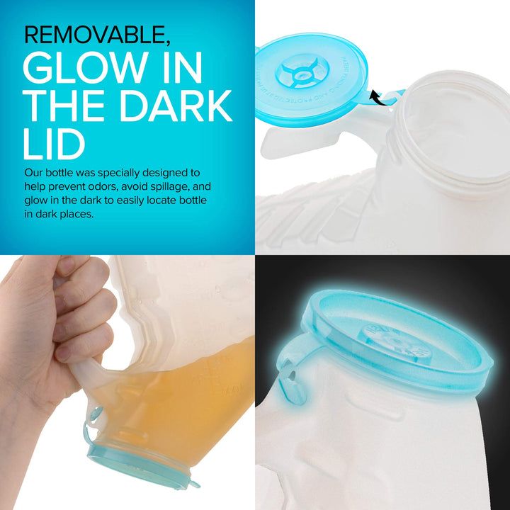 Male Urinal with Glow in The Dark Lid (2 Bottles, 32 Oz