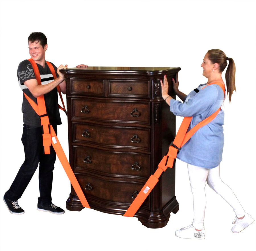 Shoulder Harness – Orig. Model - Lift and Move Furniture, appliances, Supports up to 800 lb. Moving Harness Set, 2 Harnesses and 2 Center Straps That are ea 9’4” Long, 1 Pack, Orange