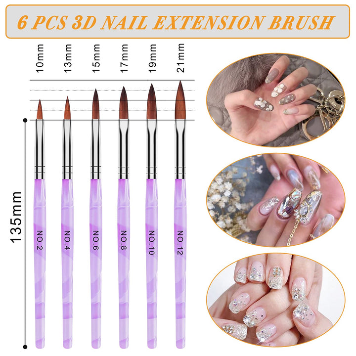 28 Pcs Acrylic Nail Brush Set Including 7 Pcs UV Gel Nail Art Brushes, 6 Pcs 3D Nail ExtensionÃ‚ Brush, 5Pcs Double Ended Dotting Nail Pen ForÃ‚ NailÃ‚ ArtÃ‚ DIY With White Box