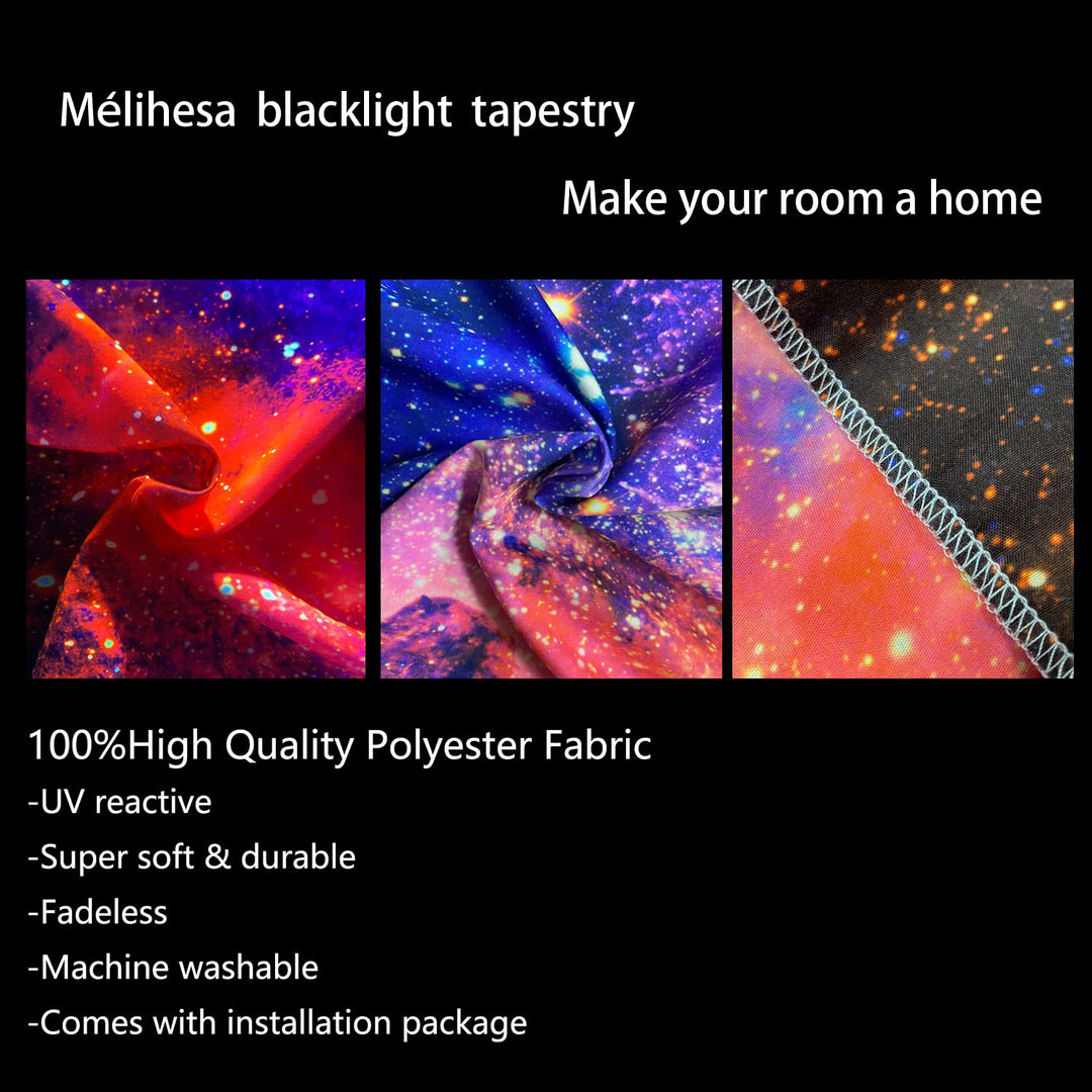 Blacklight Space Tapestry Galaxy Eye Tapestry Wall Hanging For Bedroom Aesthetic Psychedelic Tapestry Glow in The Dark(50*60(130*150cm))